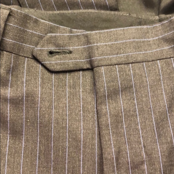 Italian suit; black, soft wool w/blue pin stripes - Picture 6 of 8
